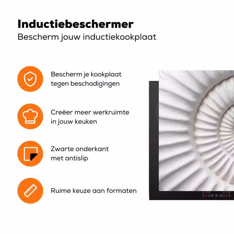 Schelp - Spiraal - Wit Inductie beschermer vinyl 3mm klein -zzzzzzz-td-ups