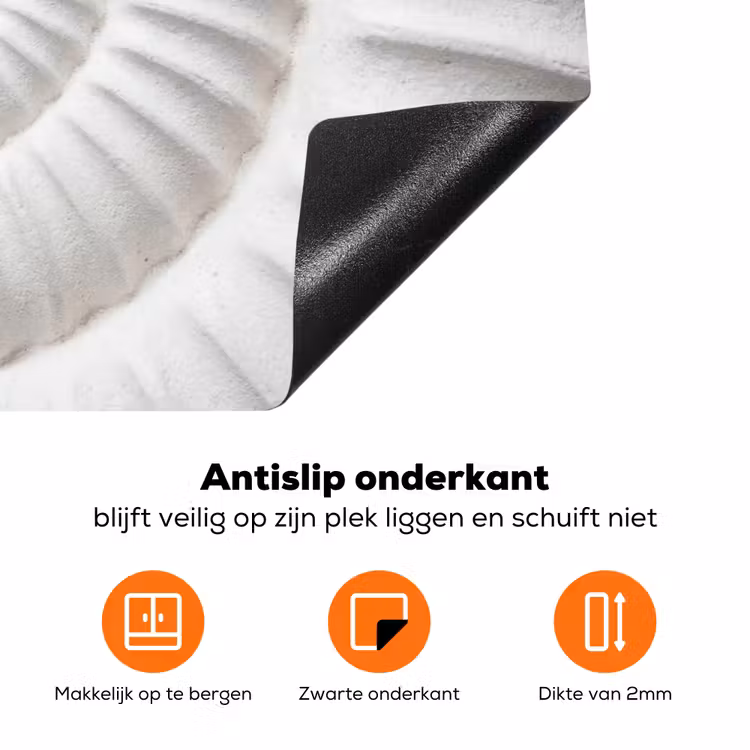Schelp - Spiraal - Wit Inductie beschermer vinyl 3mm klein -zzzzzzz-td-onderkant