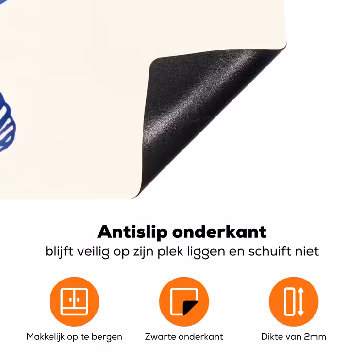 Schelpen - Blauw - Patroon Inductie beschermer vinyl 3mm klein -zzzzzzz-td-onderkant