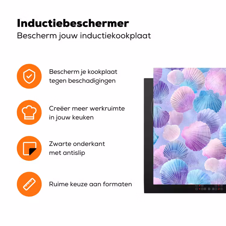Schelpen - Paars - Blauw - Patroon Inductie beschermer vinyl 3mm klein -zzzzzzz-td-ups