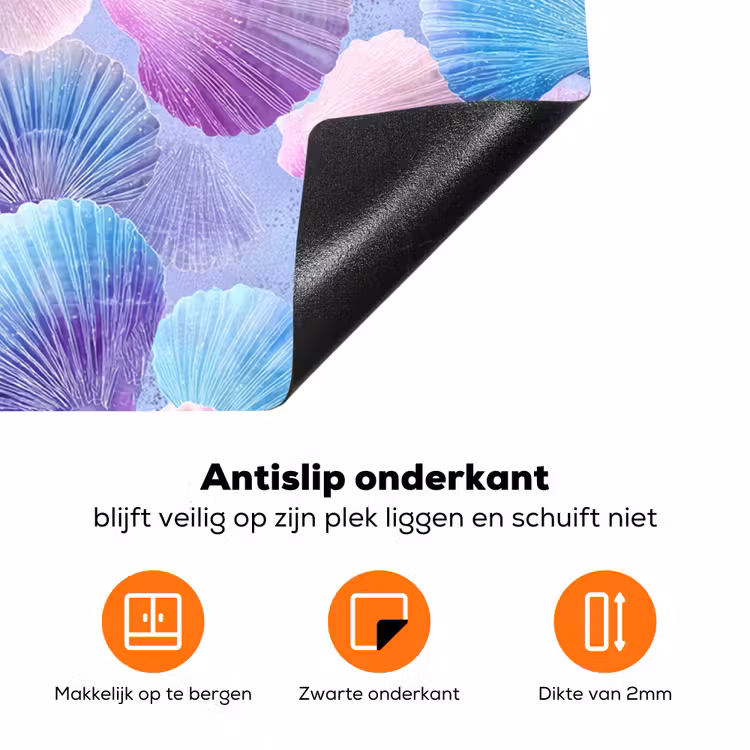 Schelpen - Paars - Blauw - Patroon Inductie beschermer vinyl 3mm klein -zzzzzzz-td-onderkant
