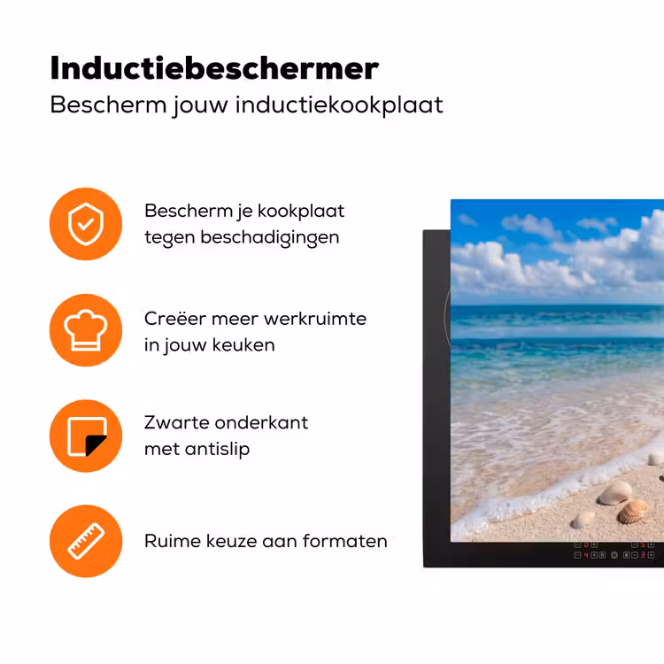 Schelpen - Strand - Natuur - Beige Inductie beschermer vinyl 3mm klein -zzzzzzz-td-ups