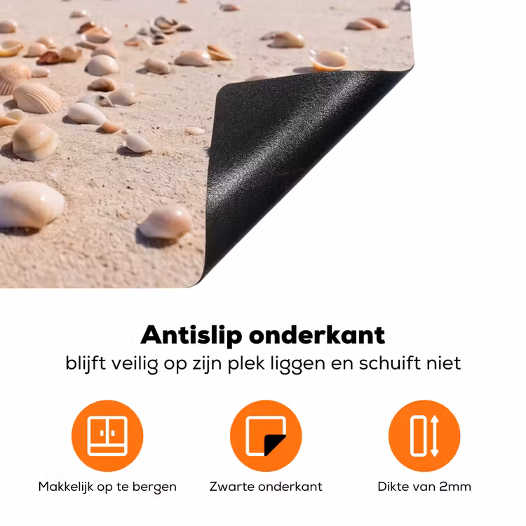 Schelpen - Strand - Natuur - Beige Inductie beschermer vinyl 3mm klein -zzzzzzz-td-onderkant