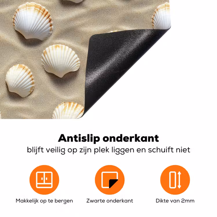 Schelpen - Zand - Maritiem Inductie beschermer vinyl 3mm klein 276 -zzzzzzz-td-onderkant
