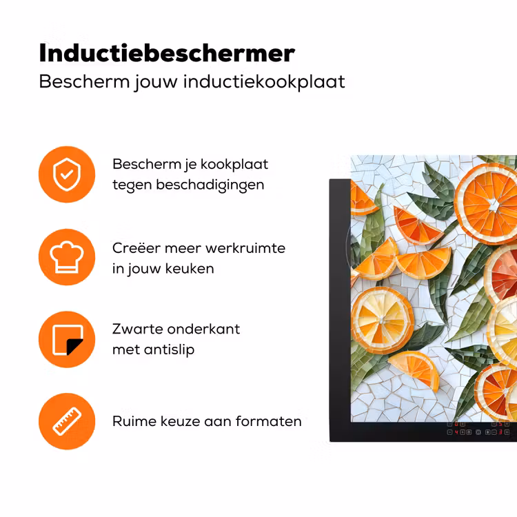 Schijfjes - Fruit - Oranje - Mozaïek Inductie beschermer vinyl 3mm klein -zzzzzzz-td-ups