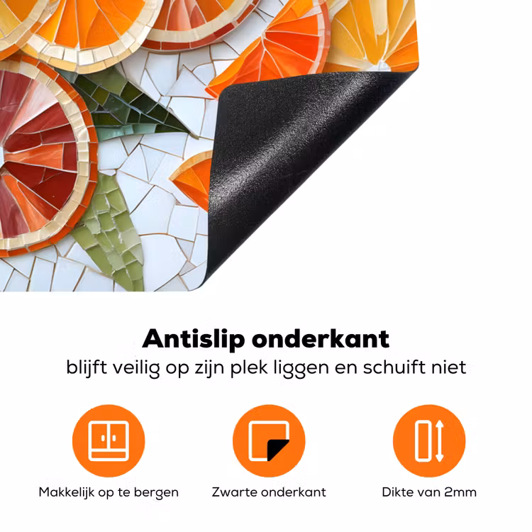 Schijfjes - Fruit - Oranje - Mozaïek Inductie beschermer vinyl 3mm klein -zzzzzzz-td-onderkant