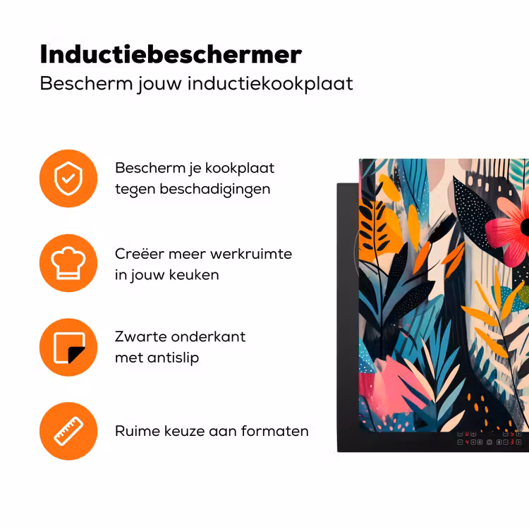 Schilderij - Abstract - Bloemen - Roze Inductie beschermer vinyl 3mm klein -zzzzzzz-td-ups