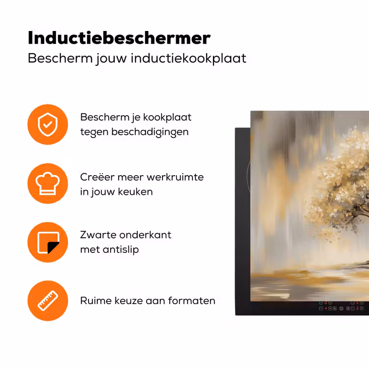 Schilderij - Boom - Abstract - Bladeren Inductie beschermer vinyl 3mm klein -zzzzzzz-td-ups