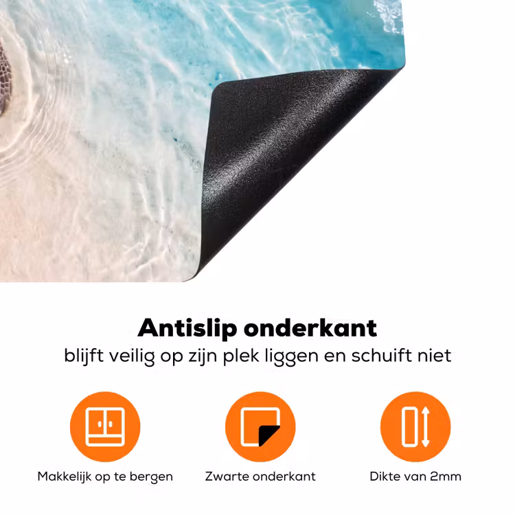Schildpad - Helder water - Strand - Dieren - Natuur Inductie beschermer vinyl 3mm klein -zzzzzzz-td-onderkant