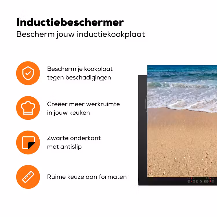 Schildpad - Jong - Strand - Oceaan - Blauw Inductie beschermer vinyl 3mm klein -zzzzzzz-td-ups