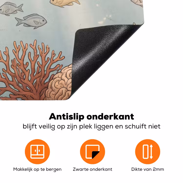 Schildpad - Onderwater - Natuur - Illustratie Inductie beschermer vinyl 3mm klein -zzzzzzz-td-onderkant