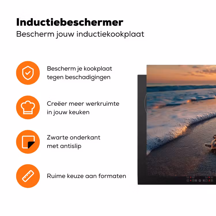 Schildpad - strand - Zonsondergang Inductie beschermer vinyl 3mm klein -zzzzzzz-td-ups