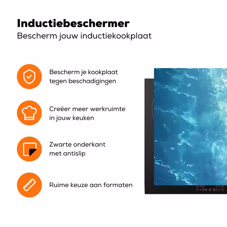 Schildpad - Zee - Blauw - Schittering Inductie beschermer vinyl 3mm klein -zzzzzzz-td-ups