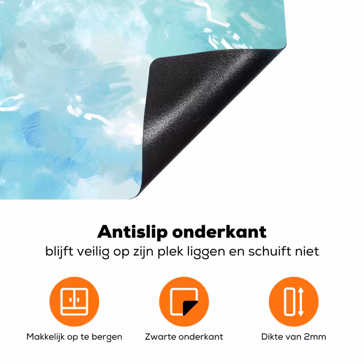 Schildpad - Zee - Blauw - Schittering Inductie beschermer vinyl 3mm klein -zzzzzzz-td-onderkant