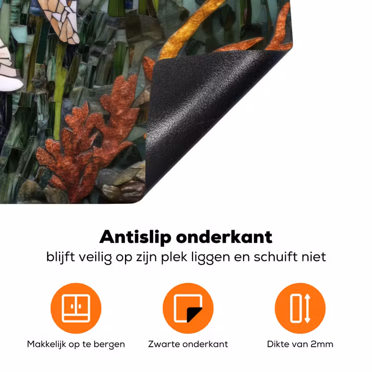Schildpad - Zeewier - Mozaïek Inductie beschermer vinyl 3mm klein -zzzzzzz-td-onderkant