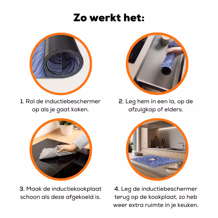 Schip - Golven - Zee - Illustratie - Blauw Inductie beschermer vinyl 3mm klein -zzzzzzz-td-werking