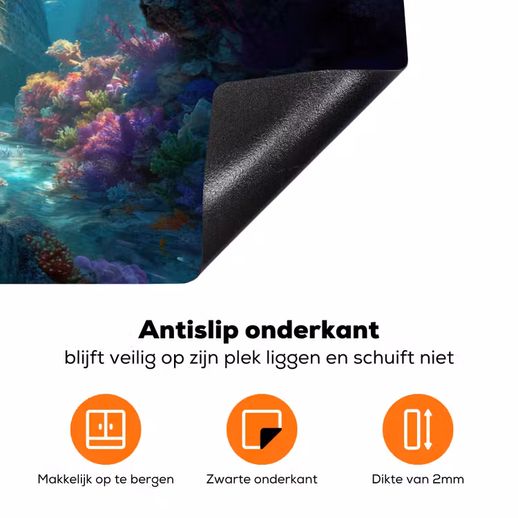 Schip - Hout - Koraalriffen - Zonlicht Inductie beschermer vinyl 3mm klein -zzzzzzz-td-onderkant
