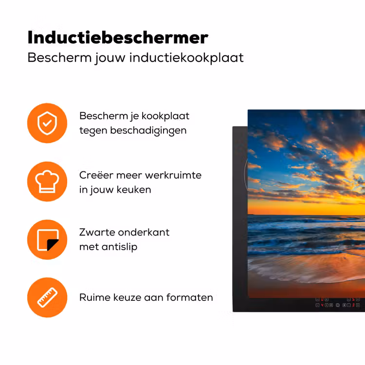 Schittering op de Golven bij Zonsondergang Inductie beschermer vinyl 3mm klein -zzzzzzz-td-ups