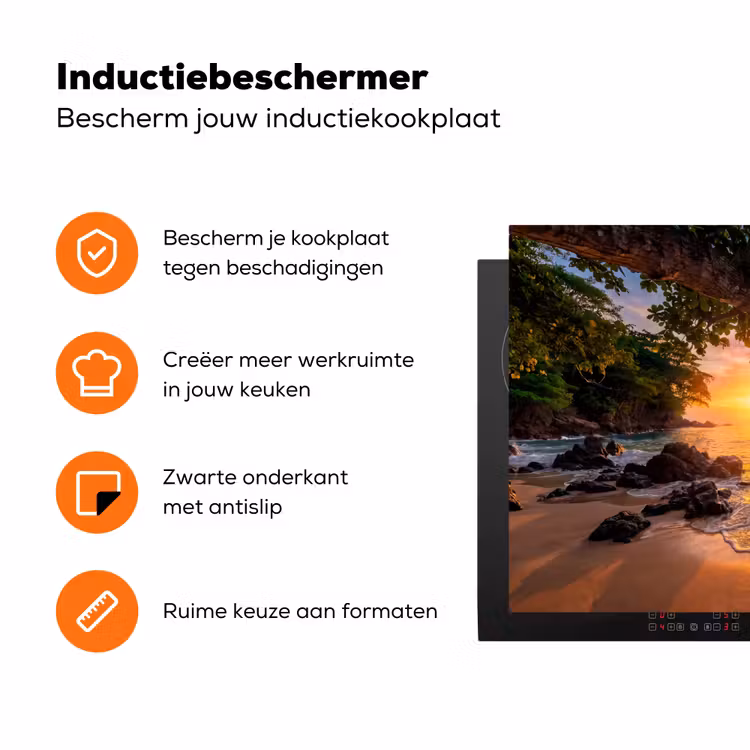Schommel - Strand - Zonsondergang - Natuur - Oranje Inductie beschermer vinyl 3mm klein -zzzzzzz-td-ups