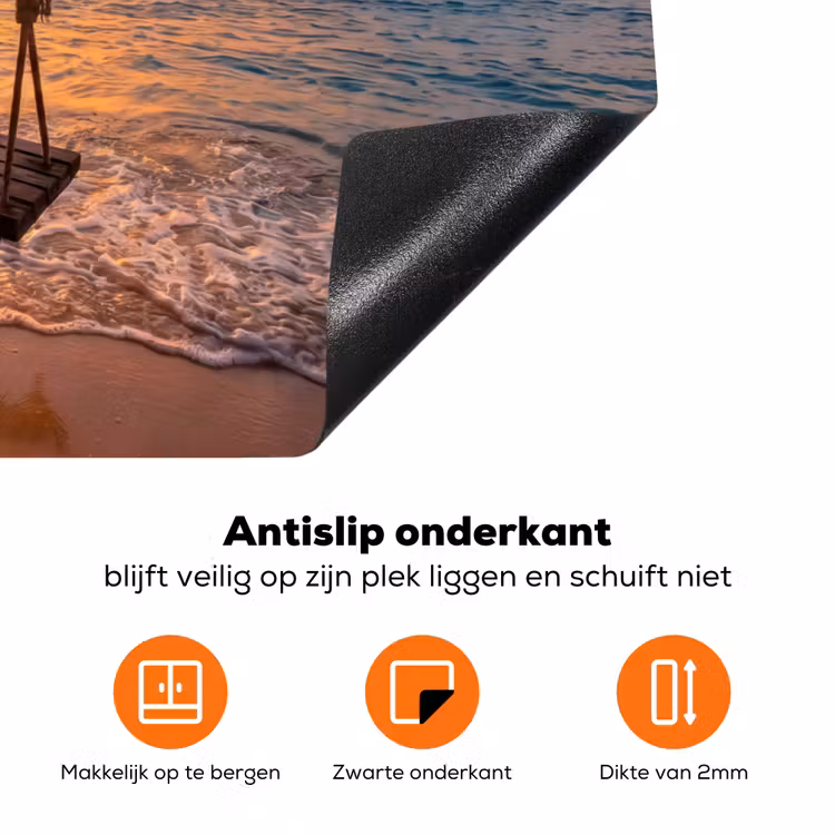 Schommel - Strand - Zonsondergang - Natuur - Oranje Inductie beschermer vinyl 3mm klein -zzzzzzz-td-onderkant