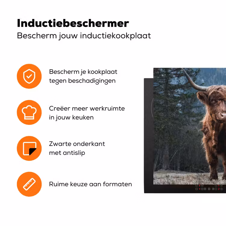 Schotse hooglander - Berg - Landschap - Bomen - Koe - Natuur Inductie beschermer vinyl 3mm klein -zzzzzzz-td-ups