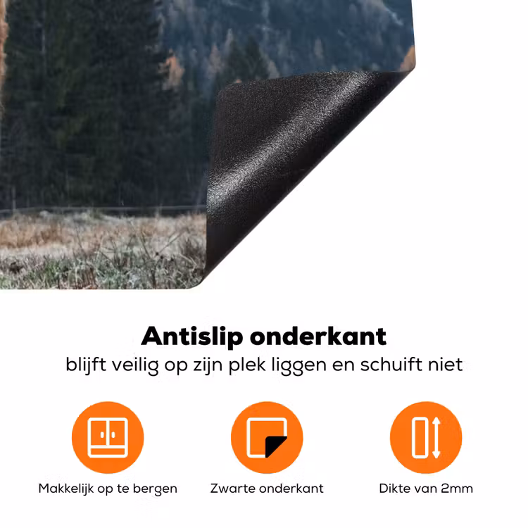 Schotse hooglander - Berg - Landschap - Bomen - Koe - Natuur Inductie beschermer vinyl 3mm klein -zzzzzzz-td-onderkant