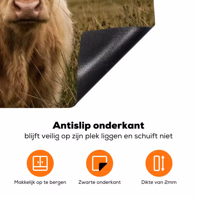 Schotse hooglander - Bergen - Grasveld Inductie beschermer vinyl 3mm klein -zzzzzzz-td-onderkant
