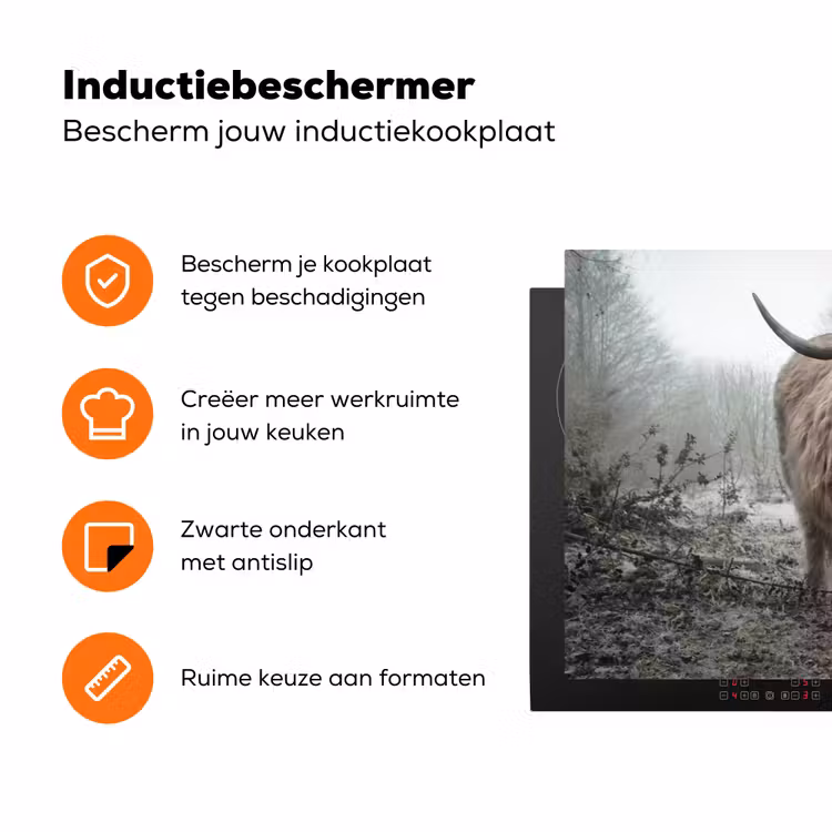 Schotse Hooglander - Bos - Mist - Koe - Dieren - Natuur Inductie beschermer vinyl 3mm klein -zzzzzzz-td-ups