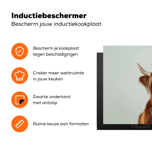 Schotse Hooglander - Bruin - Hoorns - Kokskleding Inductie beschermer vinyl 3mm klein -zzzzzzz-td-ups