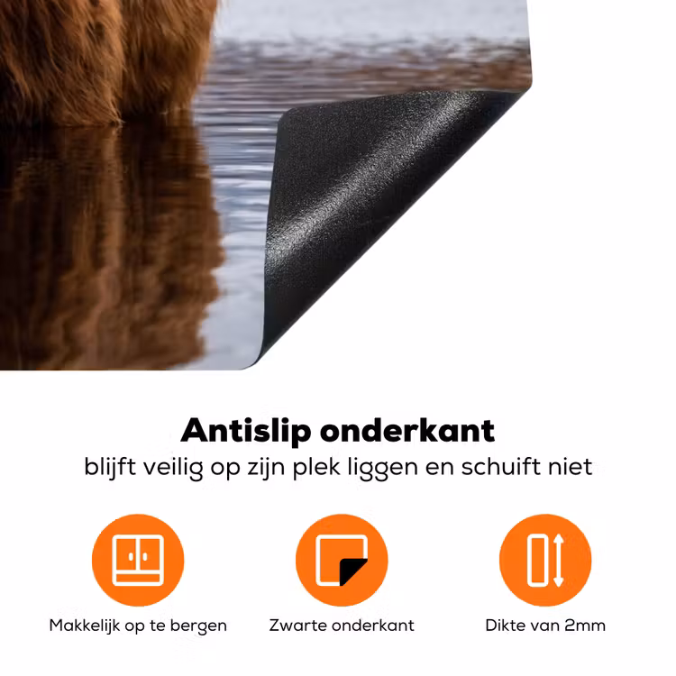Schotse hooglander - Bruin - Water Inductie beschermer vinyl 3mm klein -zzzzzzz-td-onderkant