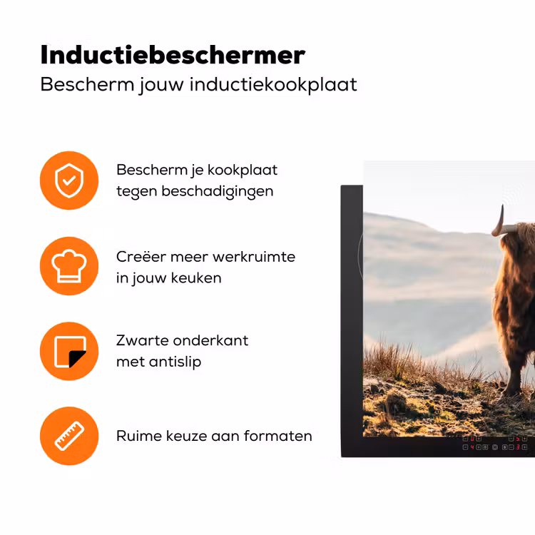 Schotse hooglander - Dieren - Landelijk - Landschap - Koe - Natuur Inductie beschermer vinyl 3mm klein -zzzzzzz-td-ups