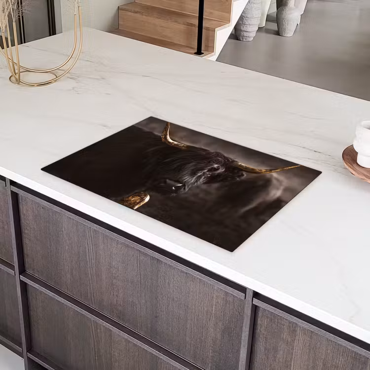 Schotse hooglander - Goud - Koebel - Hoorns - Dieren Inductie beschermer vinyl 3mm klein -sfeer8