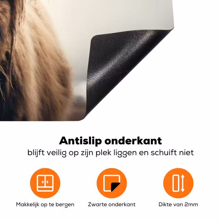 Schotse hooglander - Hoorns - Landschap Inductie beschermer vinyl 3mm klein -zzzzzzz-td-onderkant