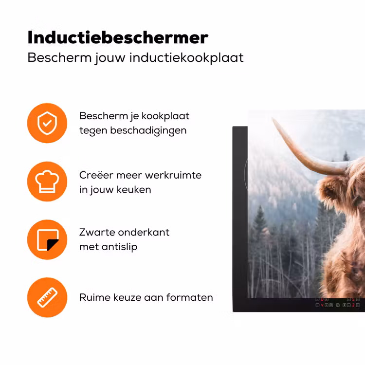 Schotse hooglander - Koe - Dieren - Berg - Natuur Inductie beschermer vinyl 3mm klein -zzzzzzz-td-ups