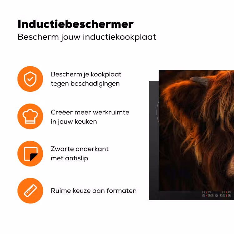 Schotse Hooglander - Koe - Portret - Dieren Inductie beschermer vinyl 3mm klein -zzzzzzz-td-ups