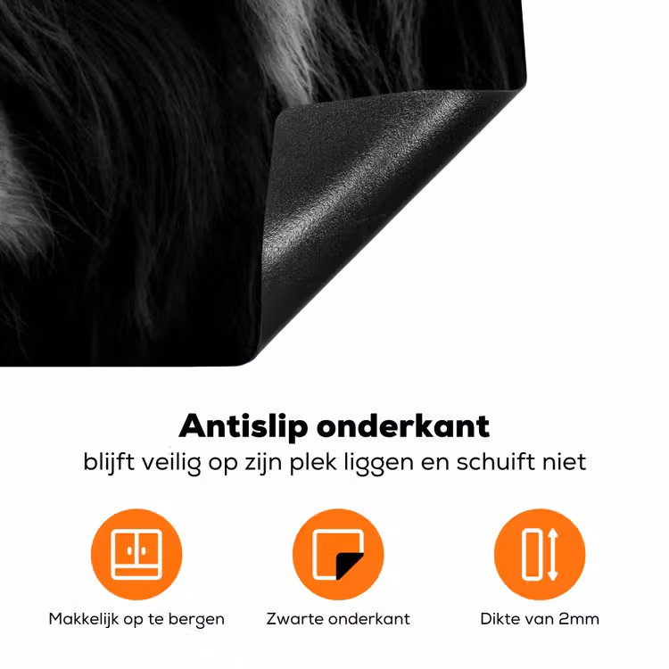 Schotse hooglander - Koe - Zwart - Wit - Dieren Inductie beschermer vinyl 3mm klein -zzzzzzz-td-onderkant