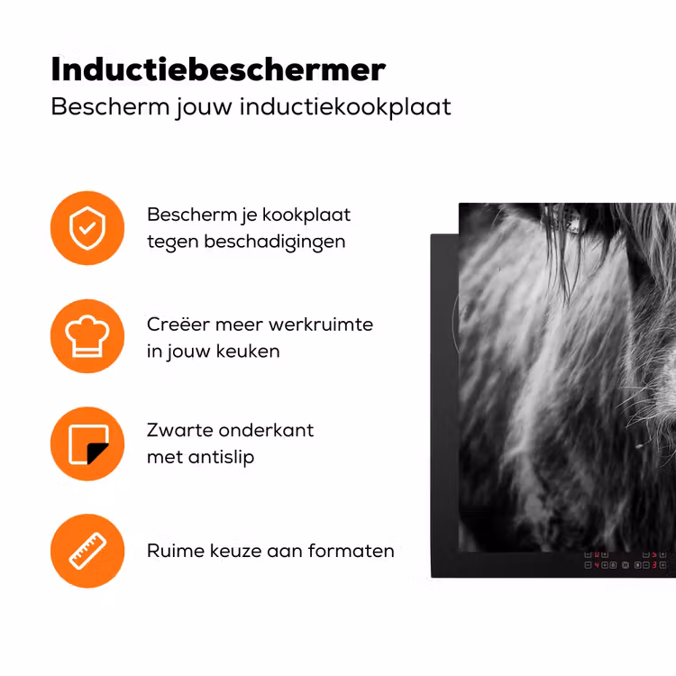 Schotse hooglander - Koe - Zwart - Wit - Dieren Inductie beschermer vinyl 3mm klein -zzzzzzz-td-ups