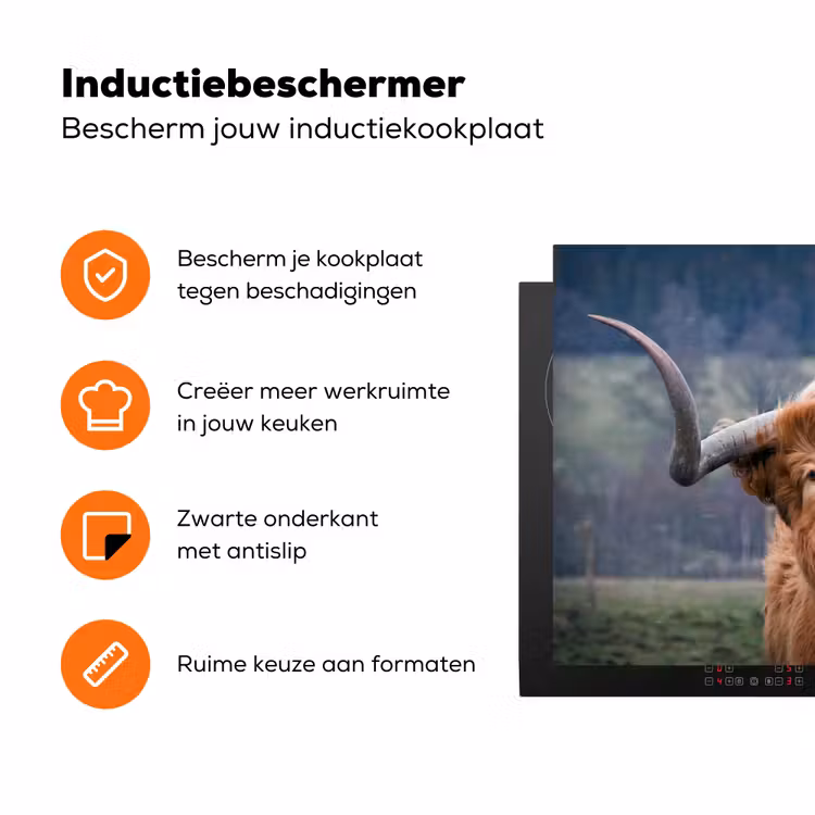 Schotse Hooglander - Koeienkop - Landschap - Natuur - Koe Inductie beschermer vinyl 3mm klein -zzzzzzz-td-ups