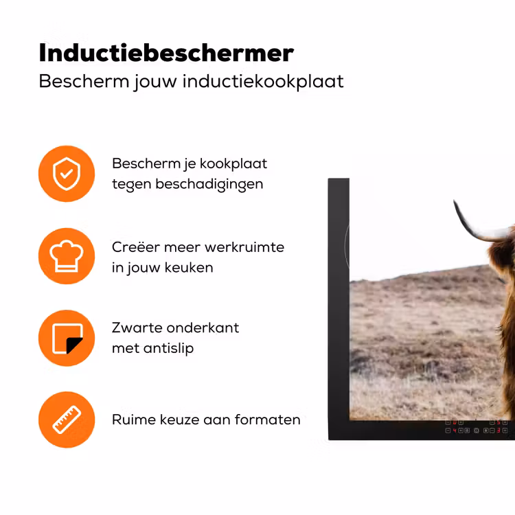 Schotse hooglander - Landschap - Koe - Bruin - Dieren - Natuur Inductie beschermer vinyl 3mm klein -zzzzzzz-td-ups