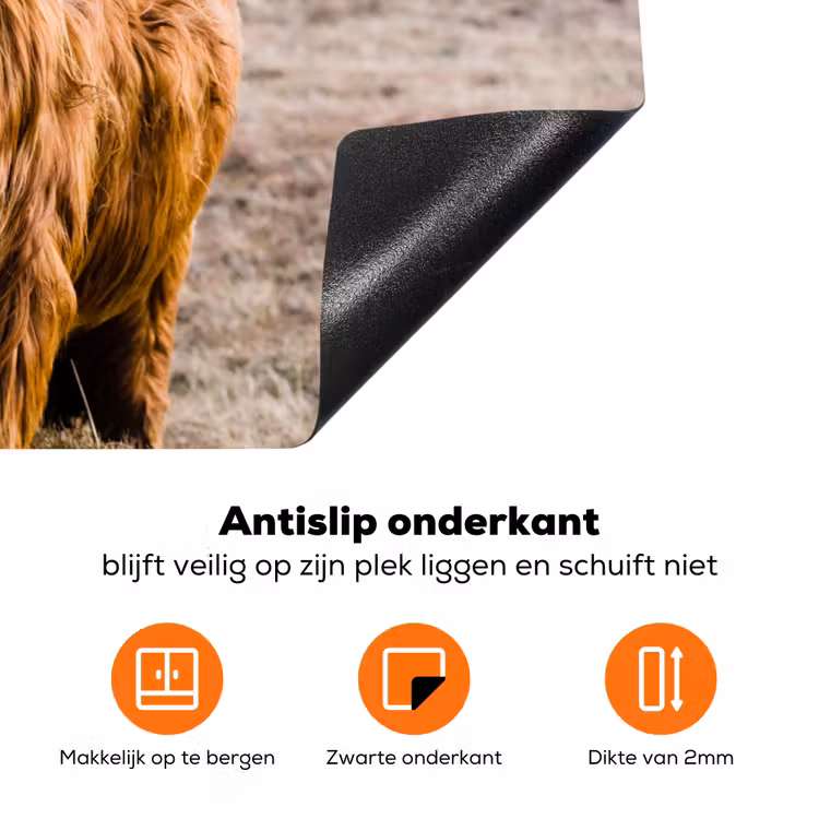 Schotse hooglander - Landschap - Koe - Bruin - Dieren - Natuur Inductie beschermer vinyl 3mm klein -zzzzzzz-td-onderkant