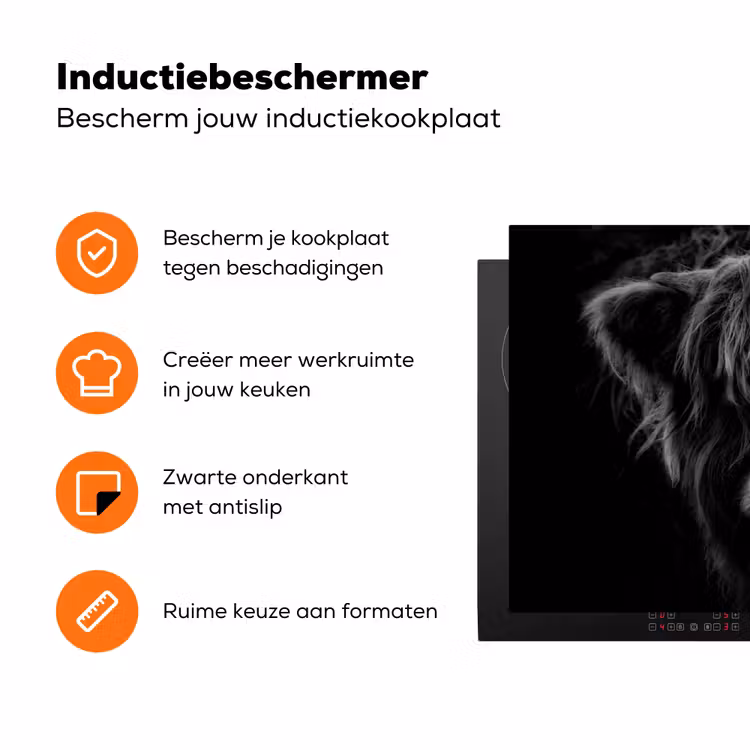 Schotse hooglander - Zwart Inductie beschermer vinyl 3mm klein -zzzzzzz-td-ups