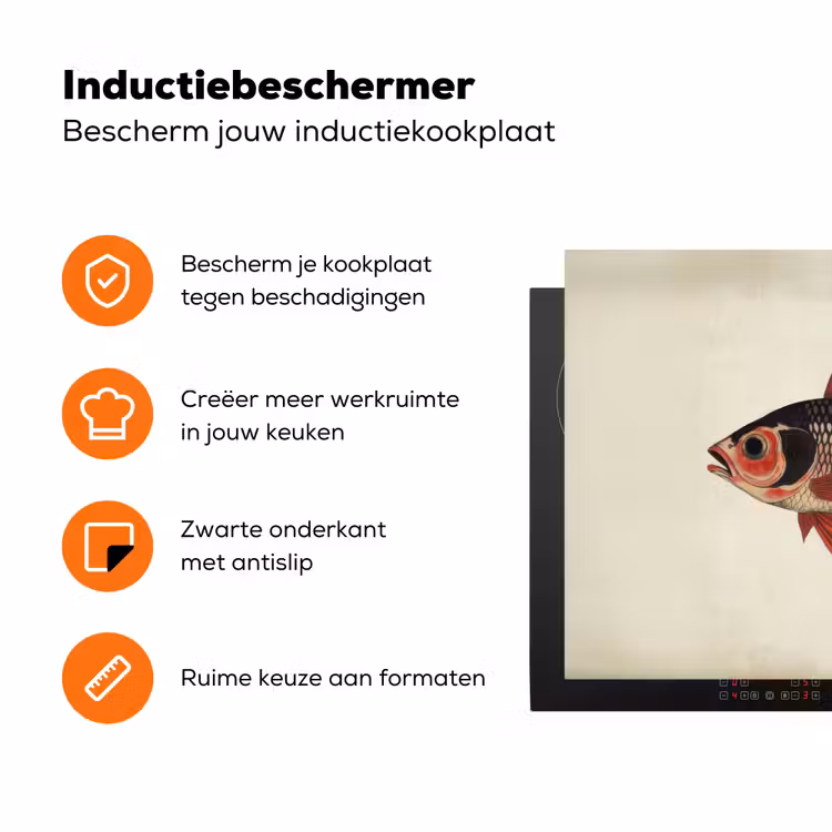 Schubben - Rood - Vis - Vinnen Inductie beschermer vinyl 3mm klein -zzzzzzz-td-ups