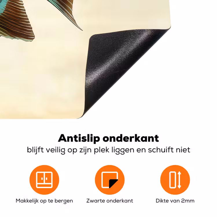 Schubben - Vis - Mint - Minimalistisch Inductie beschermer vinyl 3mm klein -zzzzzzz-td-onderkant