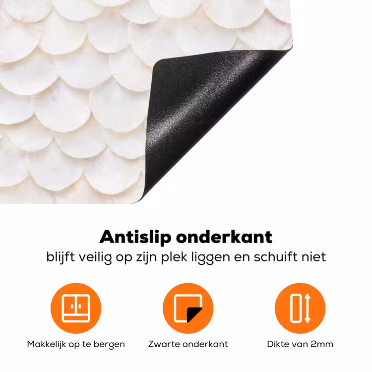 Schubben - Wit - Elegant Inductie beschermer vinyl 3mm klein 276 -zzzzzzz-td-onderkant
