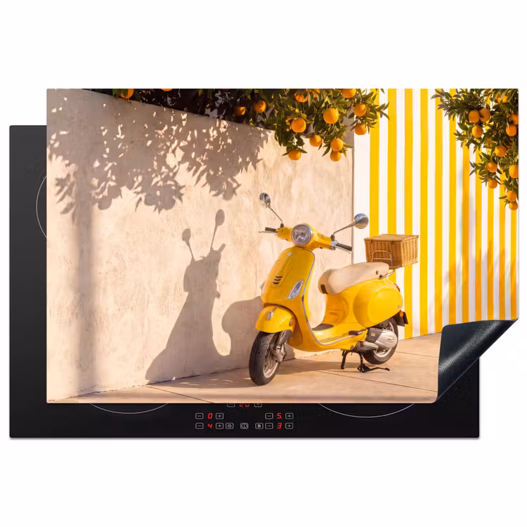 Scooter - Natuur - Zomer - Geel - Mediterraan Inductie beschermer vinyl 3mm klein -3d