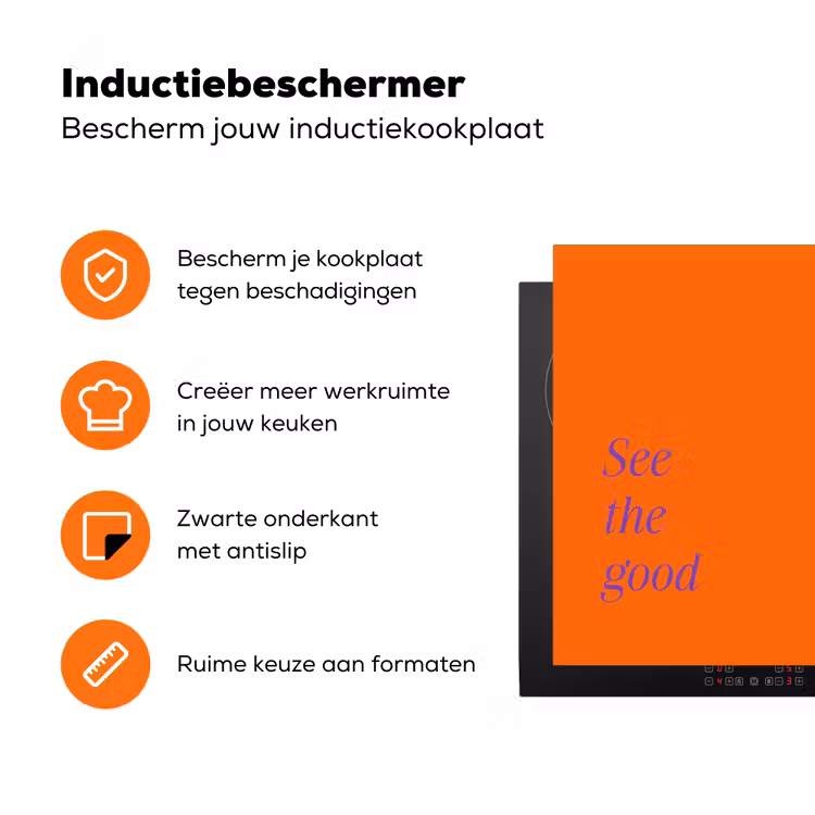 See te good - Paars - Oranje Inductie beschermer vinyl 3mm klein -zzzzzzz-td-ups