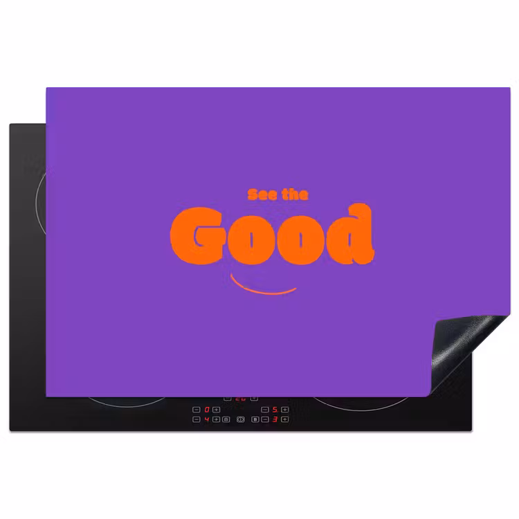 See the good - Oranje - Paars - Smiley Inductie beschermer vinyl 3mm klein -3d