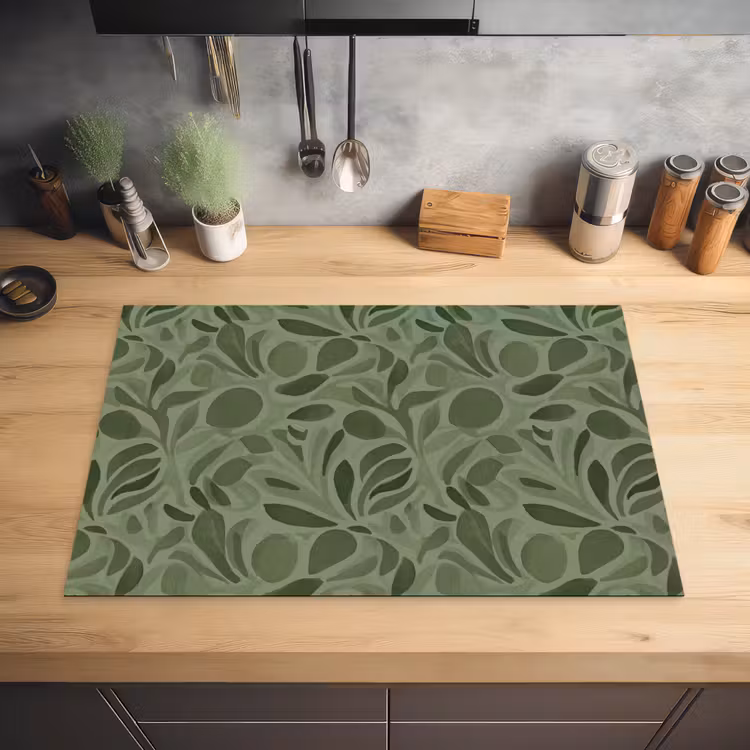 Sereen - Bladeren - Groen Inductie beschermer vinyl 3mm klein 276 -sfeer5