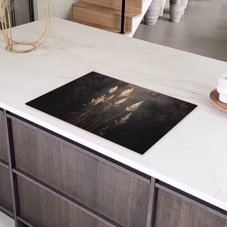 Siergras - Pluimen - Verlichting - Zwart Inductie beschermer vinyl 3mm klein -sfeer8