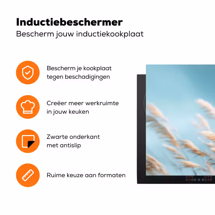 Siergras - Wind - Lichtbruin Inductie beschermer vinyl 3mm klein -zzzzzzz-td-ups